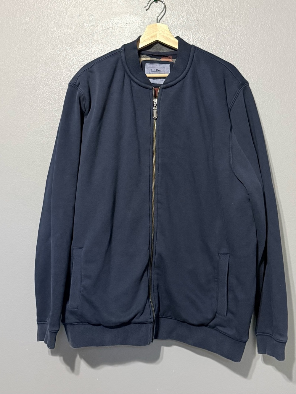 L.L. Bean Navy Bomber-Style Zip Sweatshirt